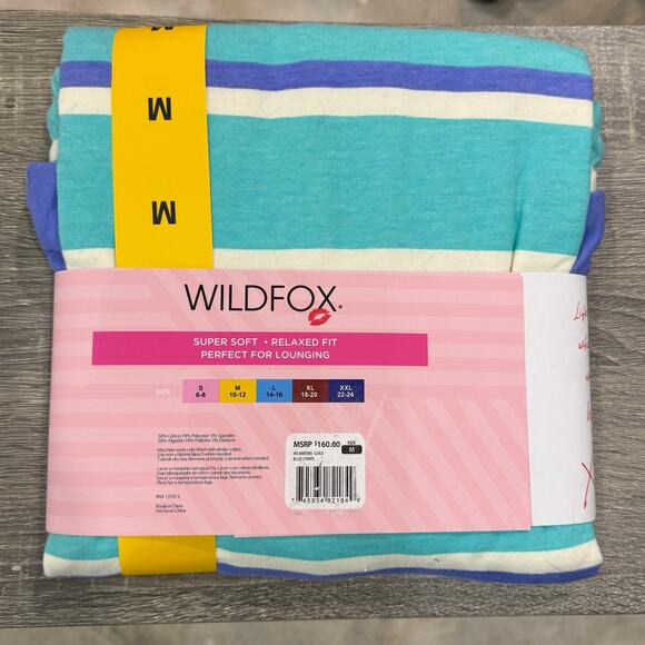 Wildfox Blue Striped Sweatshirt & Short Lounge Set Sz M NWT - Picture 10 of 13